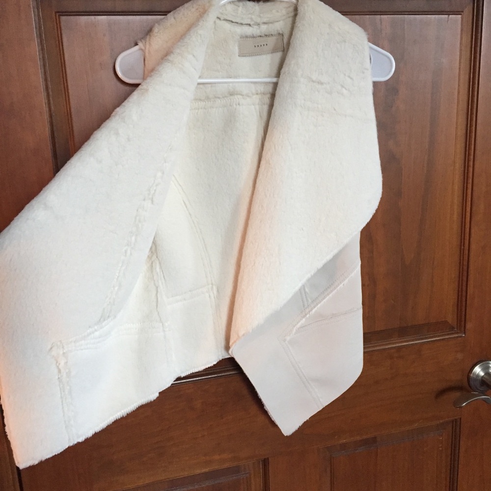 Blank NYC faux fur vest cream ivory leather xs